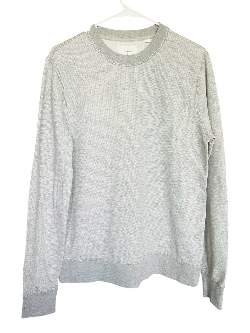 Billy Reid Herringbone Gray Crew Neck Sweatshirt Casual Classic Staple SZ S